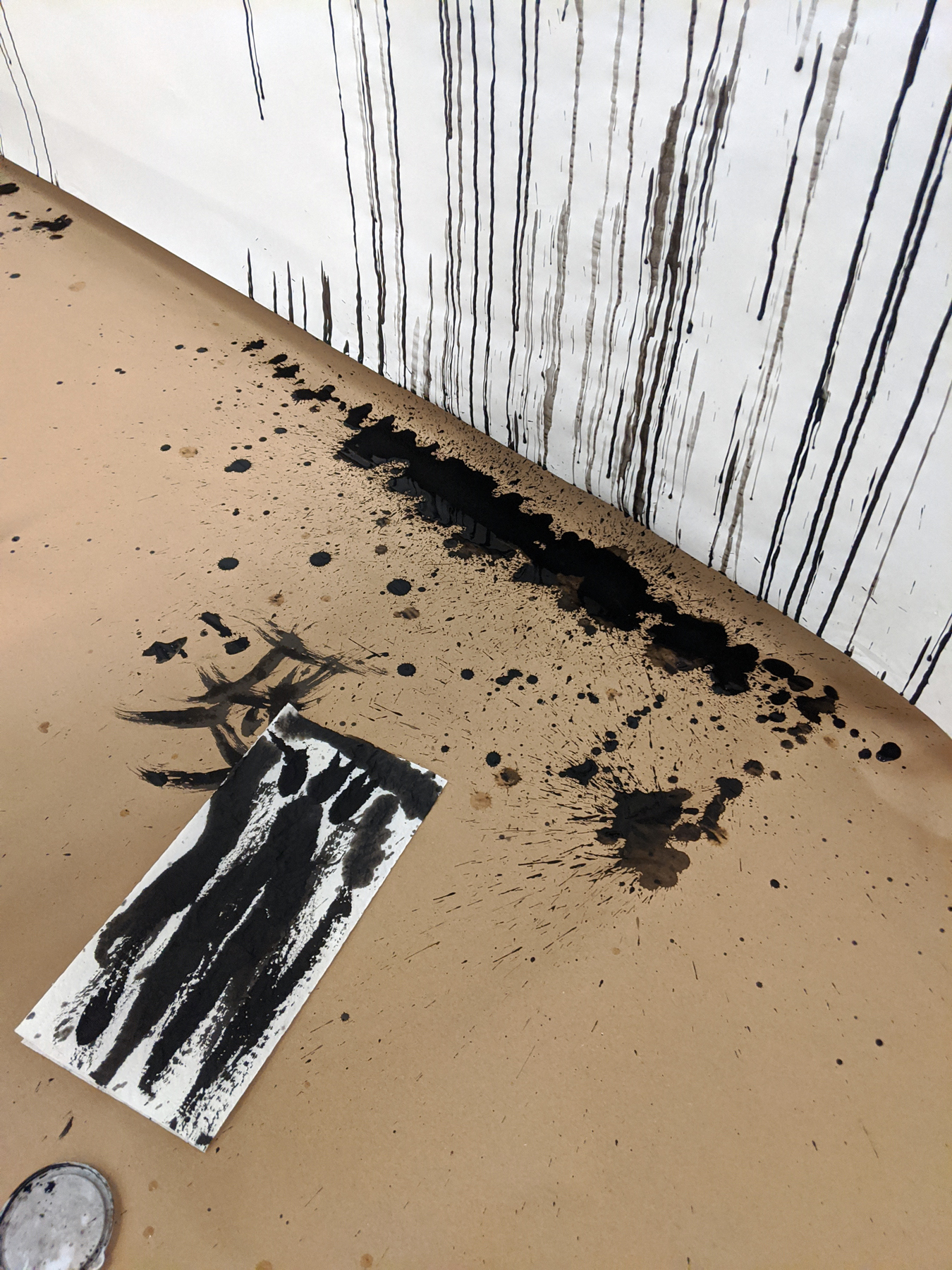 Rapid Fire Text: ink dripping down the canvas