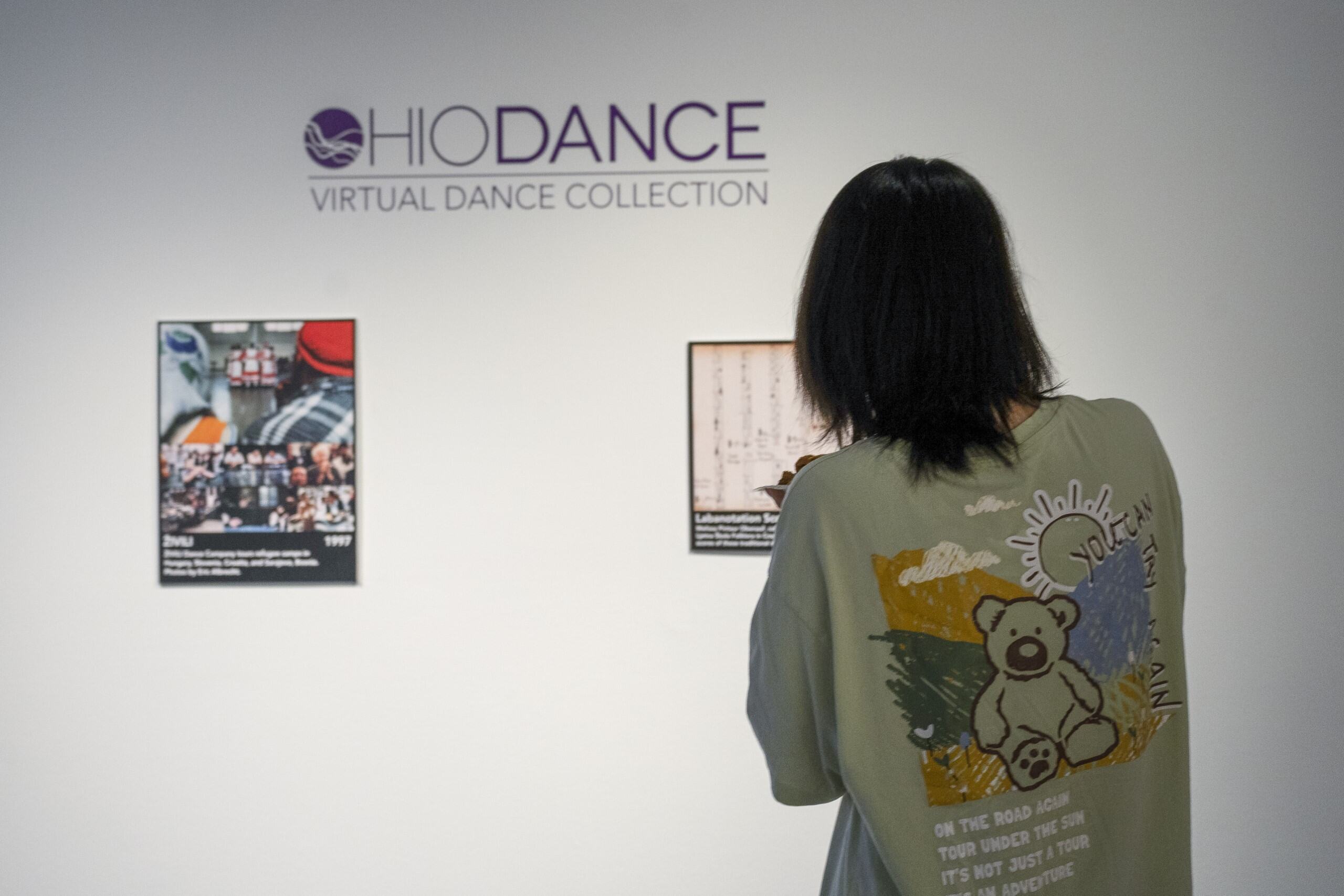 OhioDance virtual collection on the wall with historic photos on display