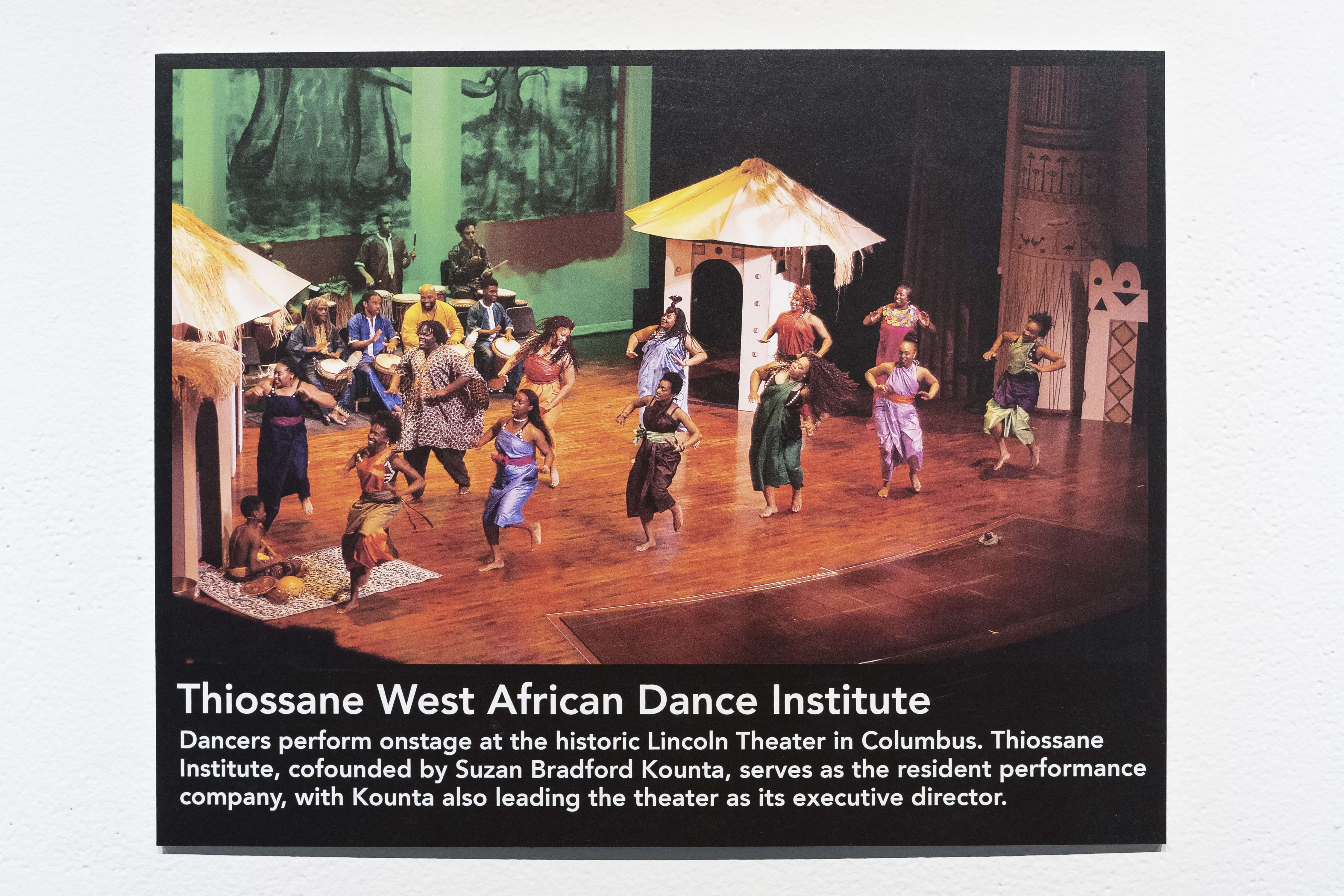 Thiossane West African Dance Institute Dancers perform onstage at the historic Lincoln Theater in Columbus. Thiossane Institute, cofounded by Suzan Bradford Kounta, serves as the resident performance company, with Kounta also leading the theater as its executive director.