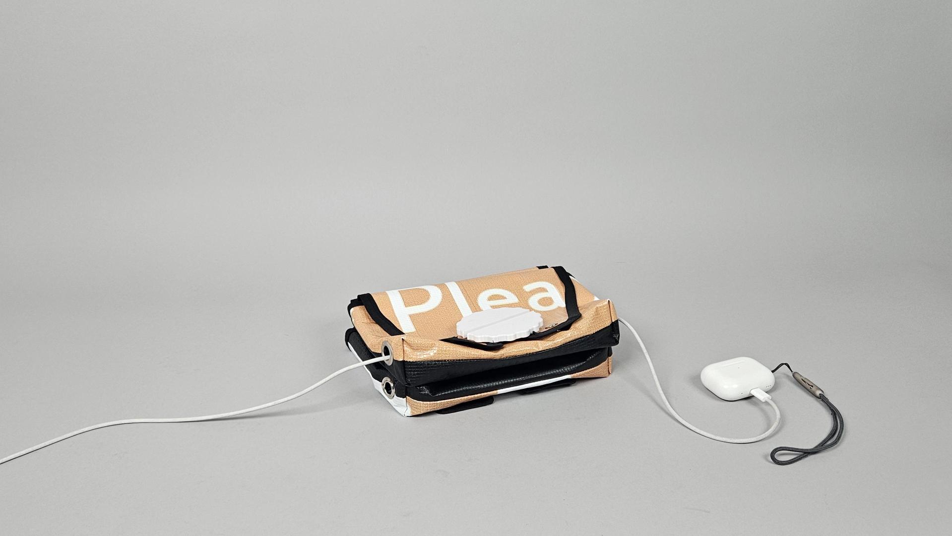 tan pouch for holding cables