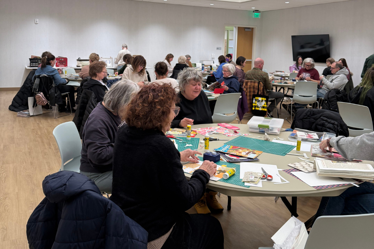group of people collaging at the fran ryan center