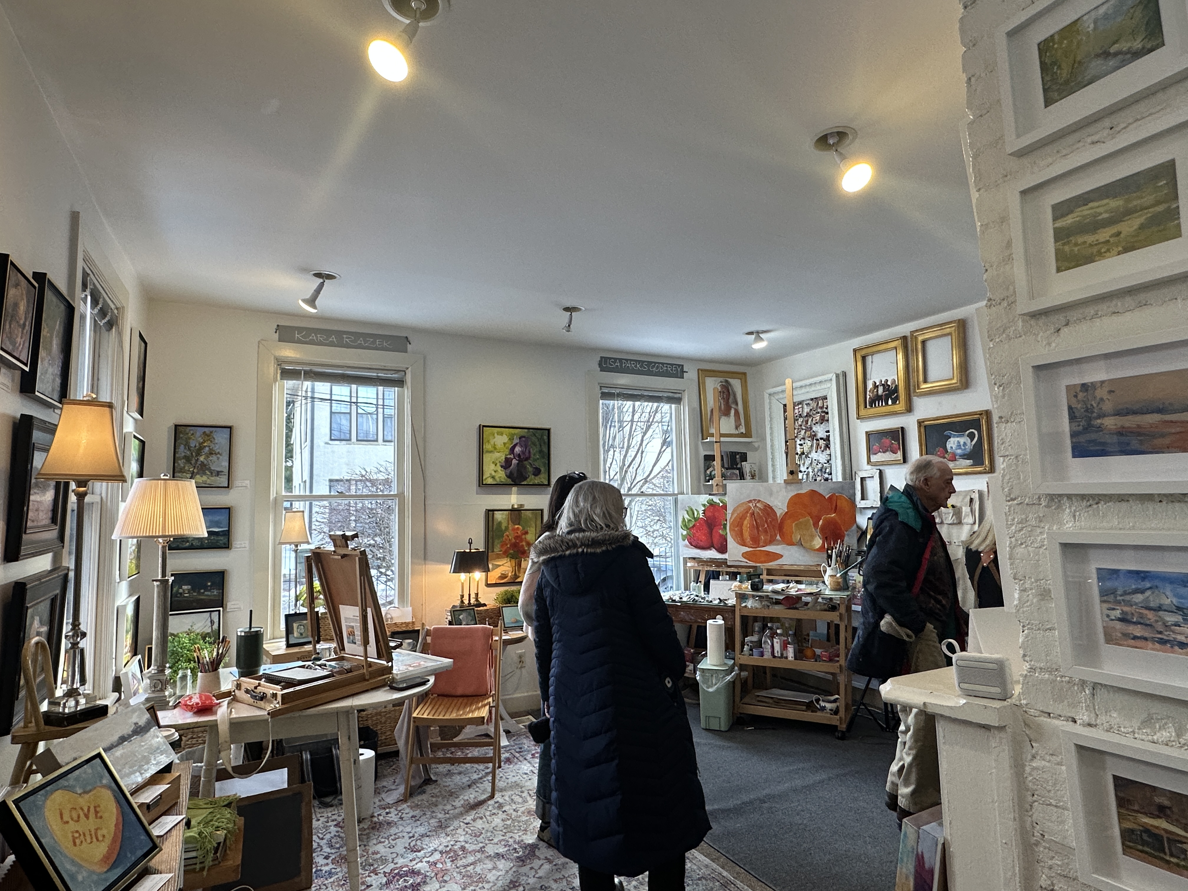 people looking at art in a gallery