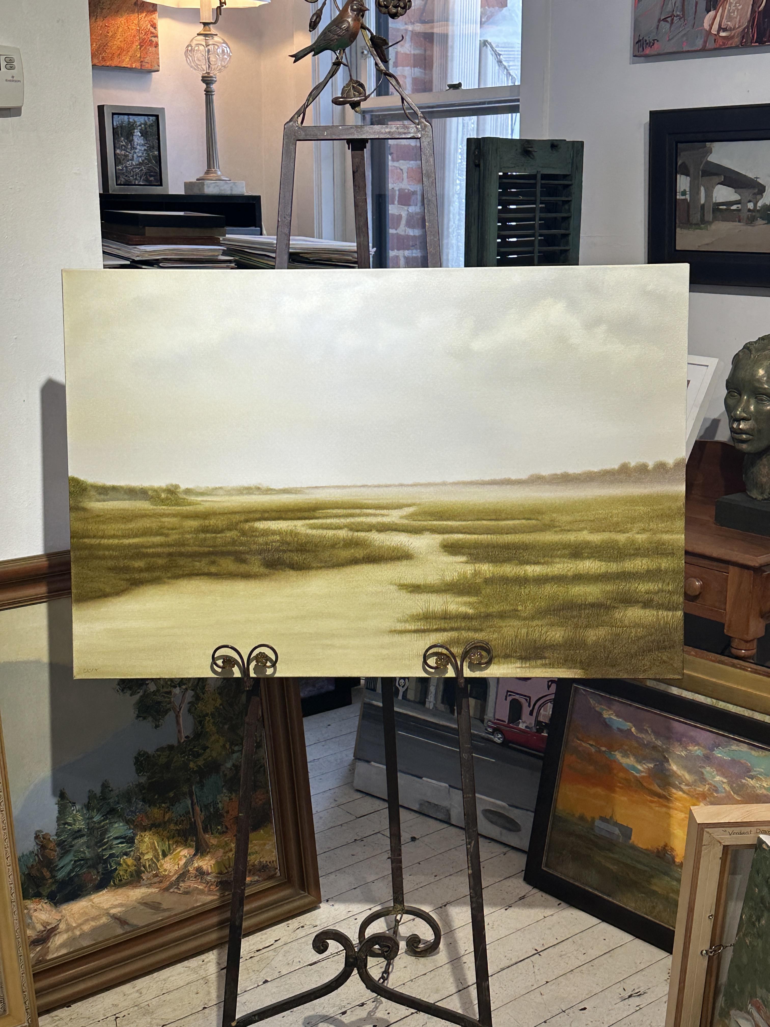 painting of a landscape on an easel at sharon weiss