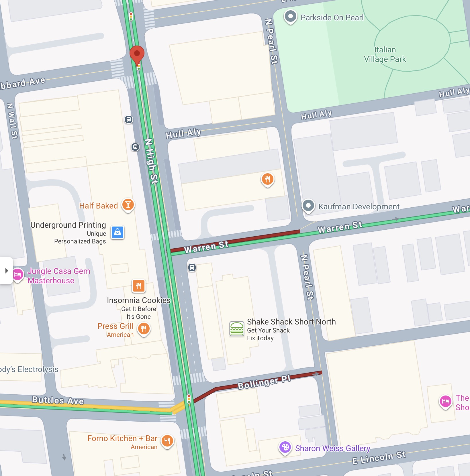 map screenshot showing location of sharon weiss gallery