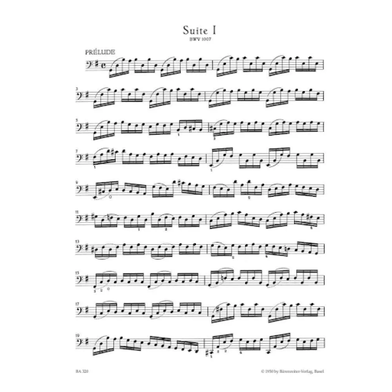 Sheet music for Bach's first cello suite