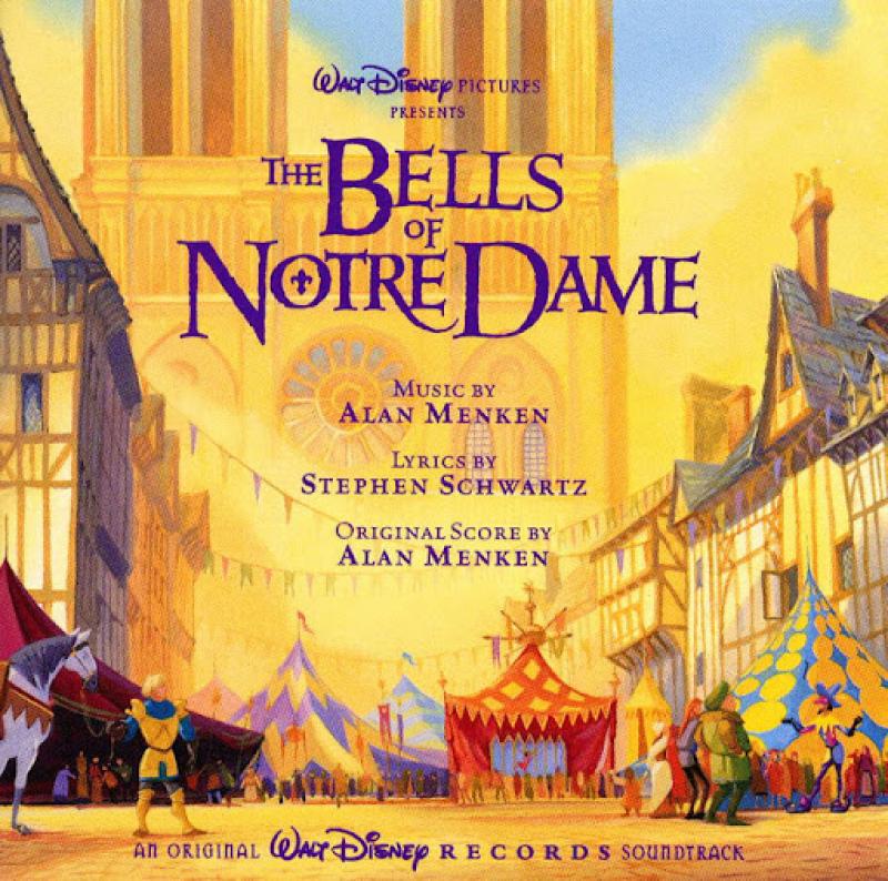 The album cover for The Bells of Notre Dame soundtrack presented by Walt Disney Records