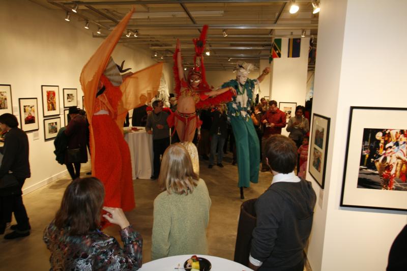 group of performers in stilts for our Midnight Robbers exhibition