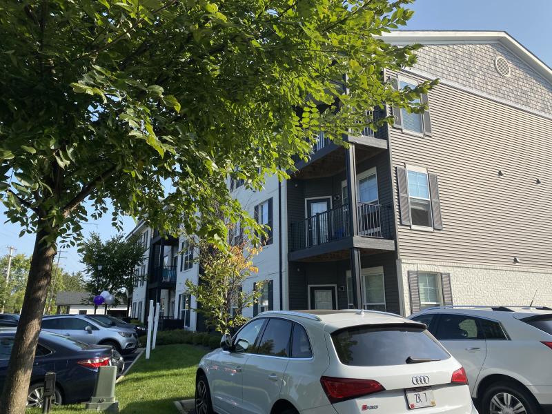 Apartment complex and parking lot