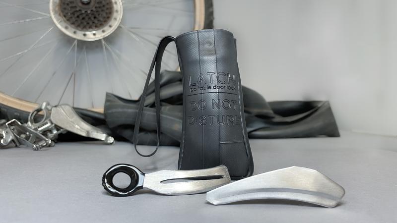 A shot of the Latch storage pouch and door lock.