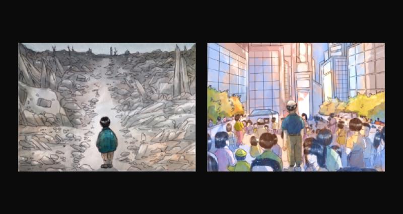 image of two mixed media artworks 