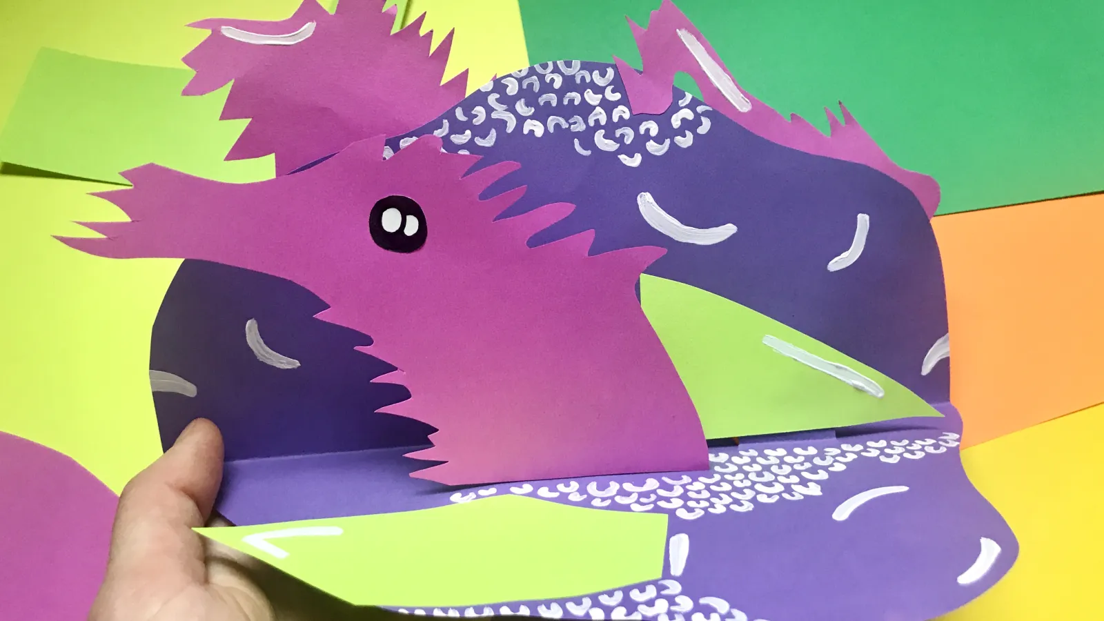a pop up card of a sea creature made out of construction paper