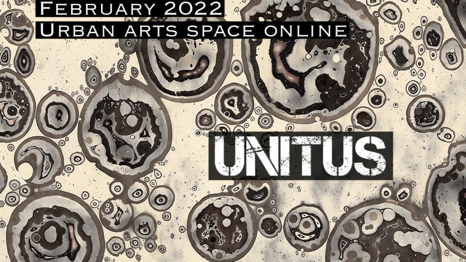 A graphic reading "February 2022. Urban Arts Space Online. Unitus. Ohio State Student Art Exhibition."