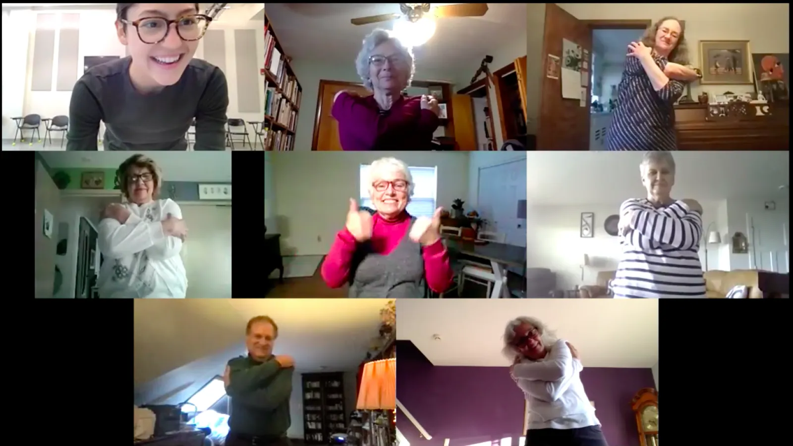 Warm up exercise during zoom project meeting