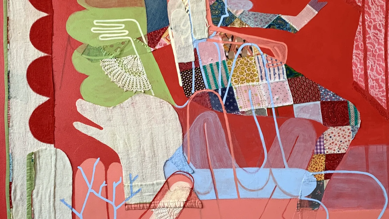 Quilted abstract art with multiple colors