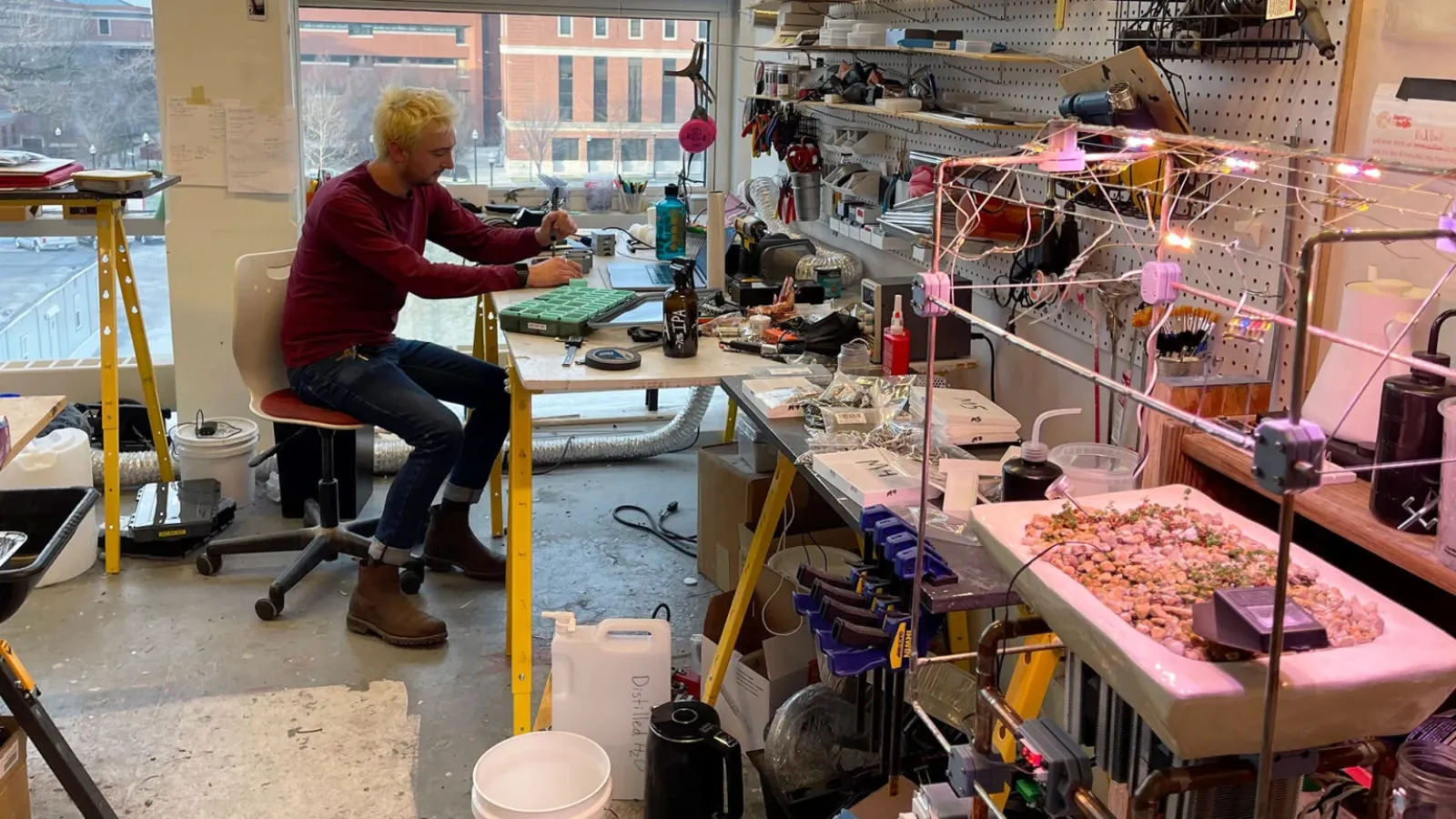 Artist James Hartunian at work in his studio
