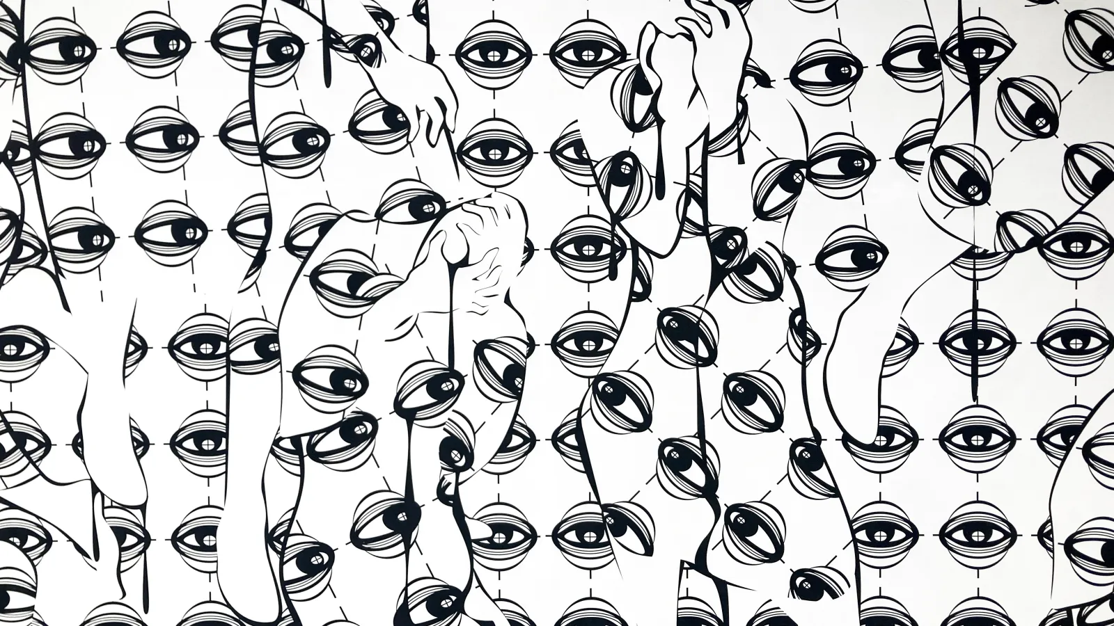 Eyes in the shape of figures covering their faces