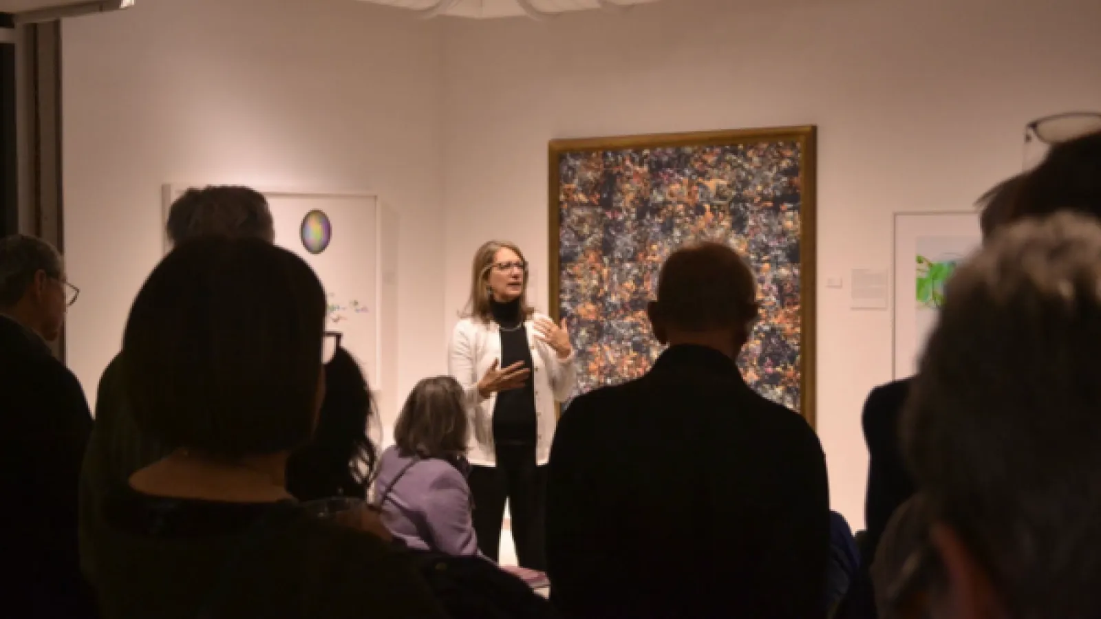 Janice Glowski giving a curator walk-through of the Csuri exhibition