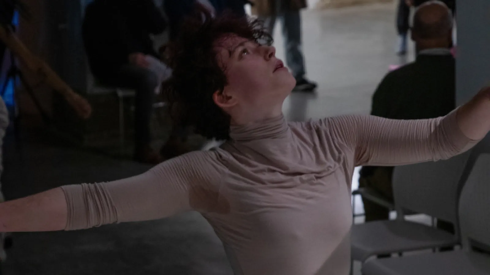 A photo of Nico Lawson, dancing during the performance. 