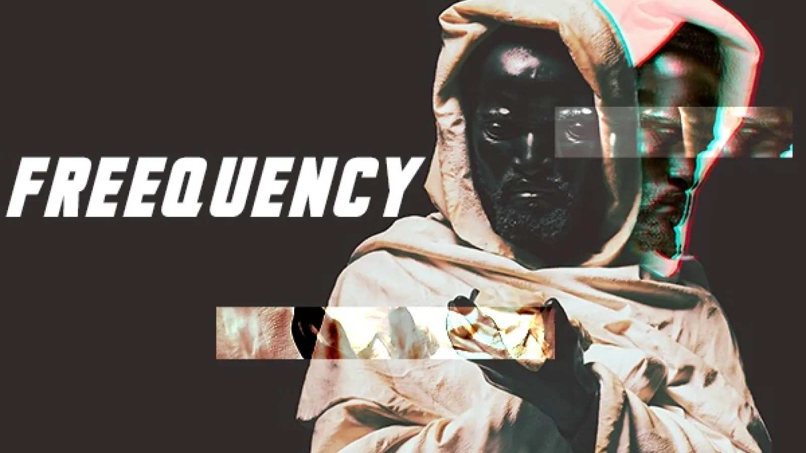 Freequency next to an image of a Black figure with two faces in a robe
