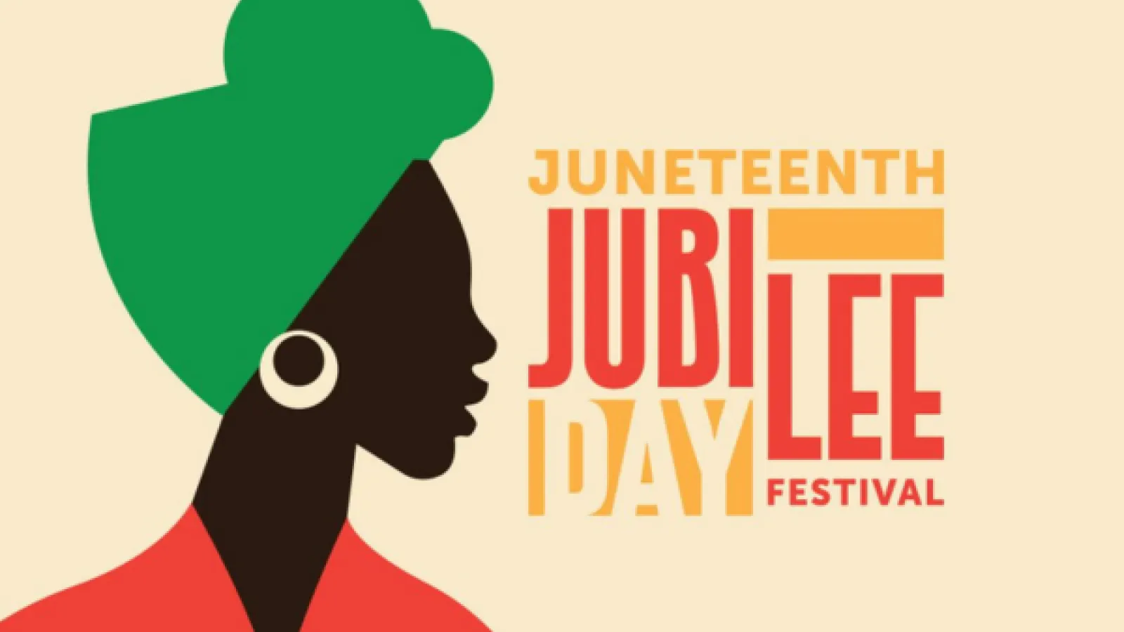 Juneteenth JUBILEE Day Festival beside an illustration of a Black woman