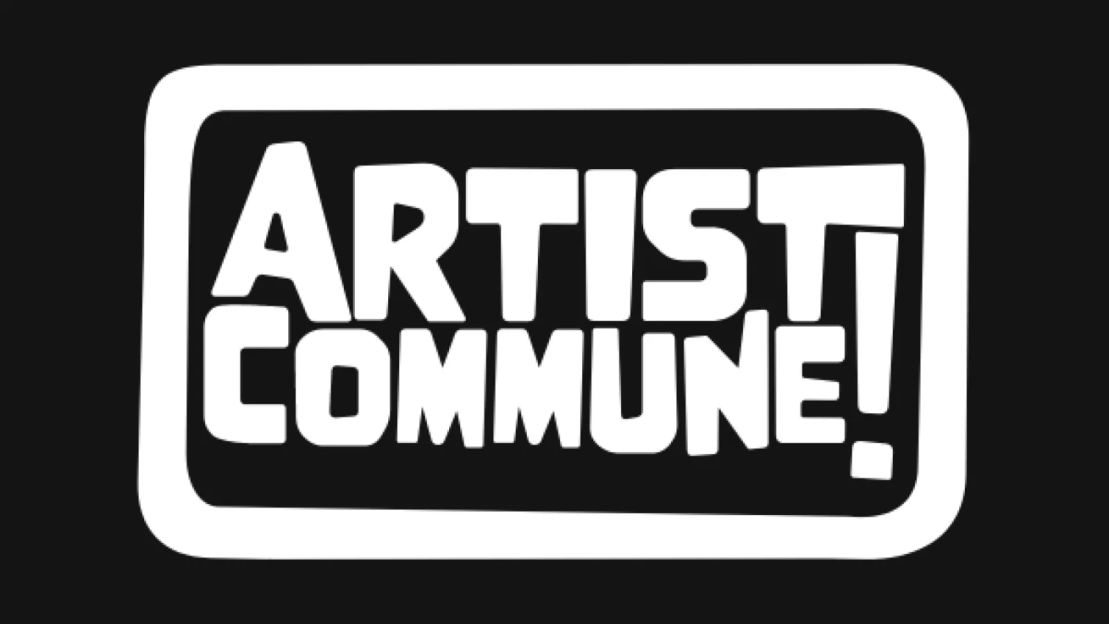Artist Commune! logo with white border and black background
