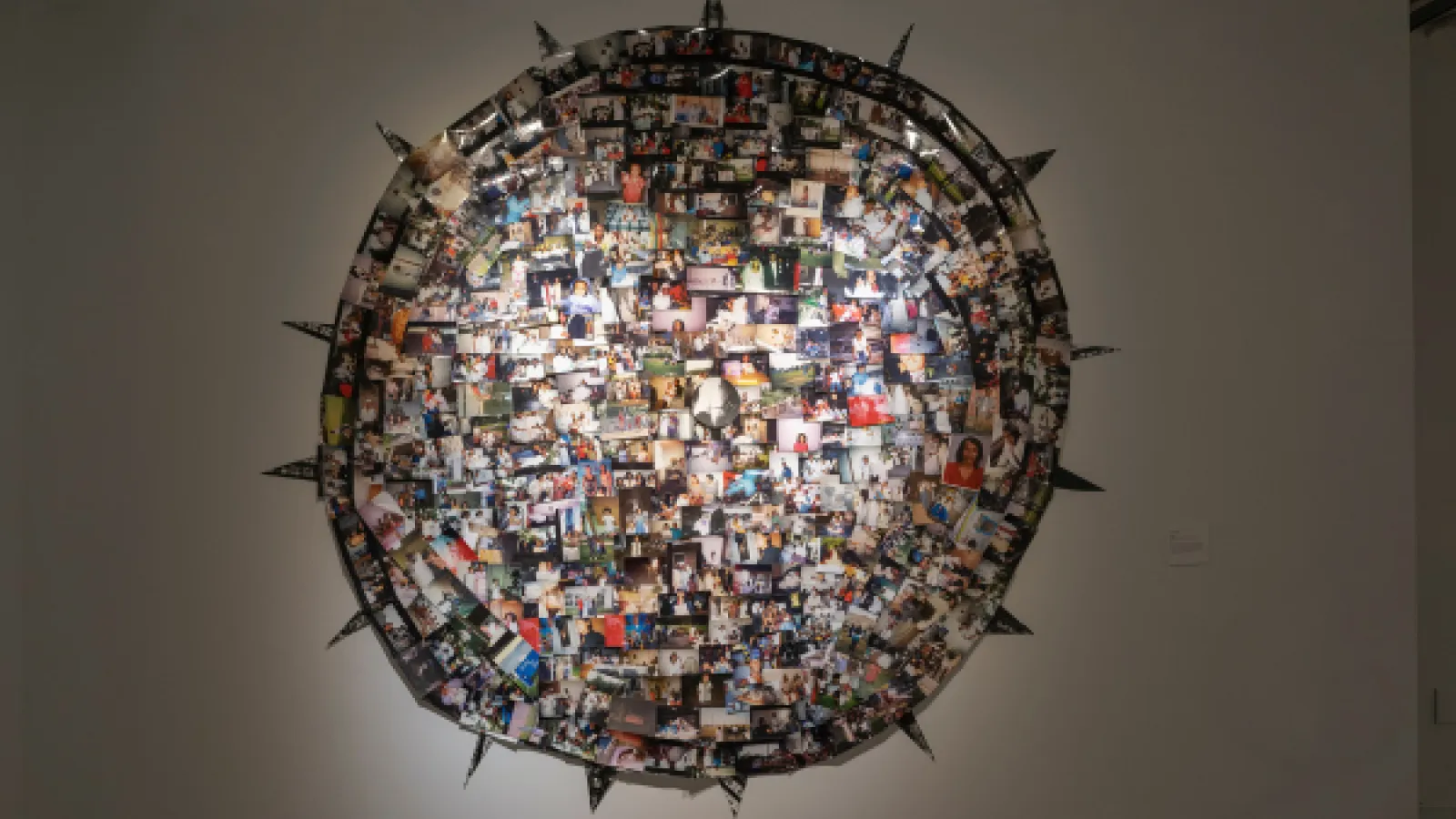 circular art piece made of photographs in a collage