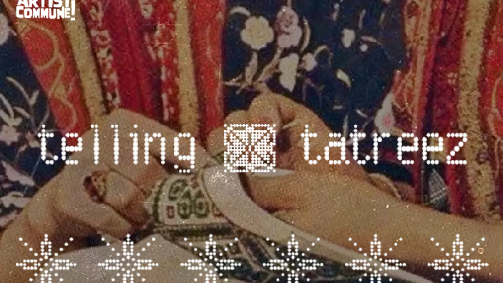 telling tatreez artist commune over a person doing embroidery