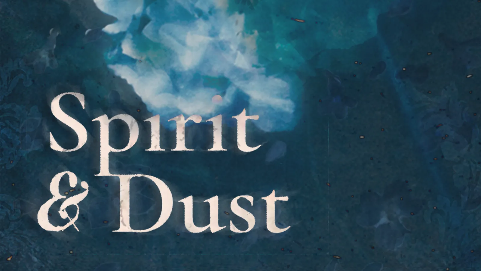 spirit & dust overlaid on a cyanotype of a Hydrangea