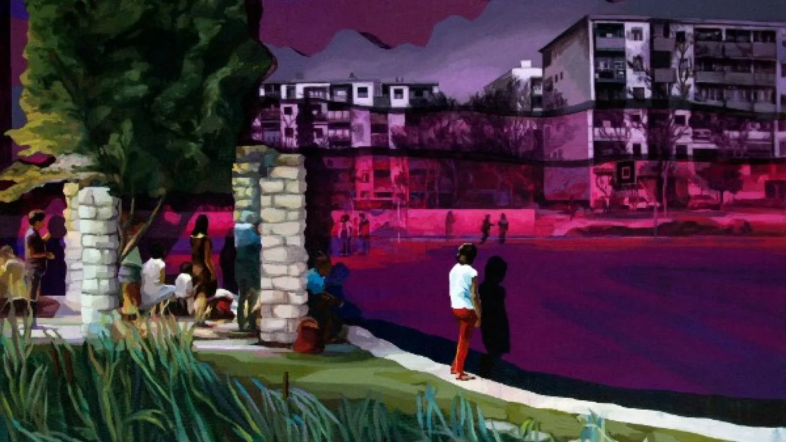 Boryana Rusenova Ina, Painting I- Triavna Lake, acrylic on canvas, 36”x48”, 2015