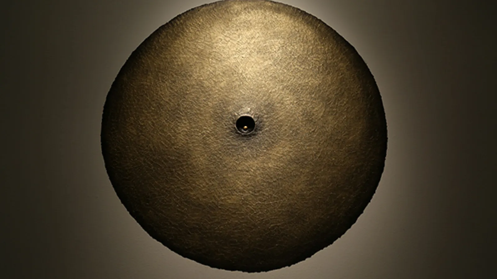 Aaron Thompson: "Oculus," masking tape, paint, plastic ball, 2014