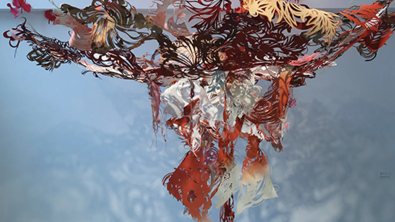 Samantha Parker Salazar, Waking Red, monotype on hand-cut paper, digital print, vinyl, 2015, Photographed by Ada Matusiewicz