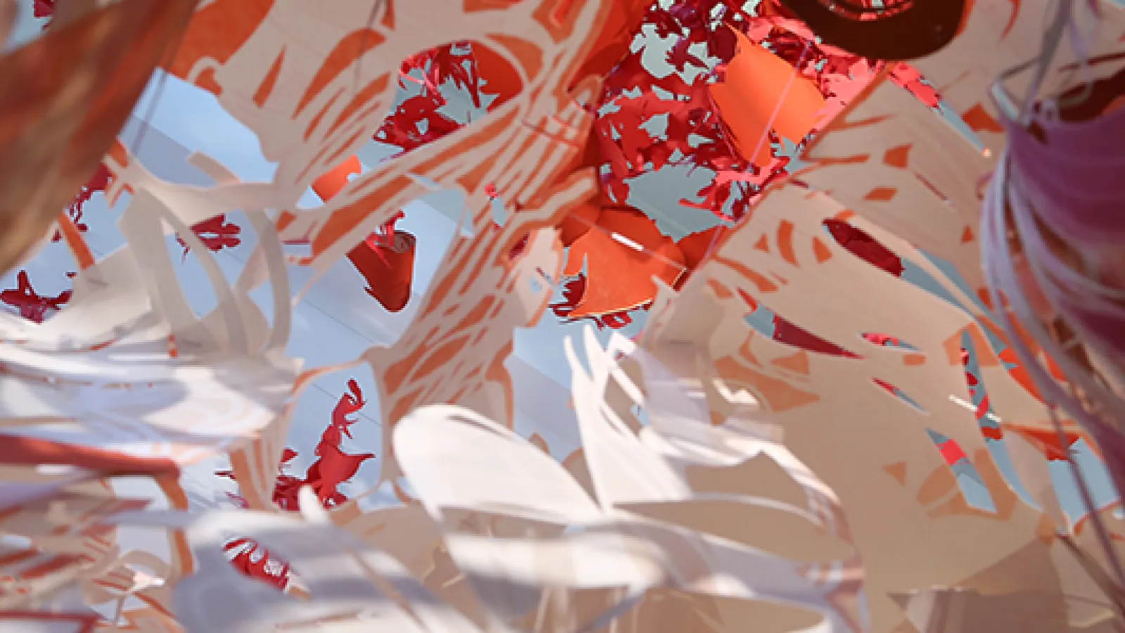 Samantha Parker Salazar, Waking Red, monotype on hand-cut paper, digital print, vinyl, 2015, Photographed by Ada Matusiewicz