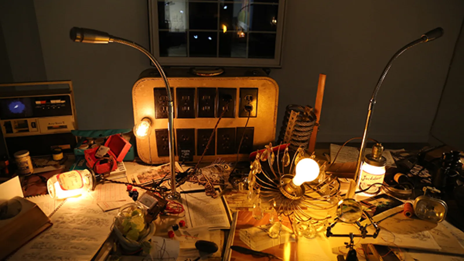 TradeMark Gunderson: "Variations for a Door and a Flight," doors, sensors, microphones, video loops, 2015