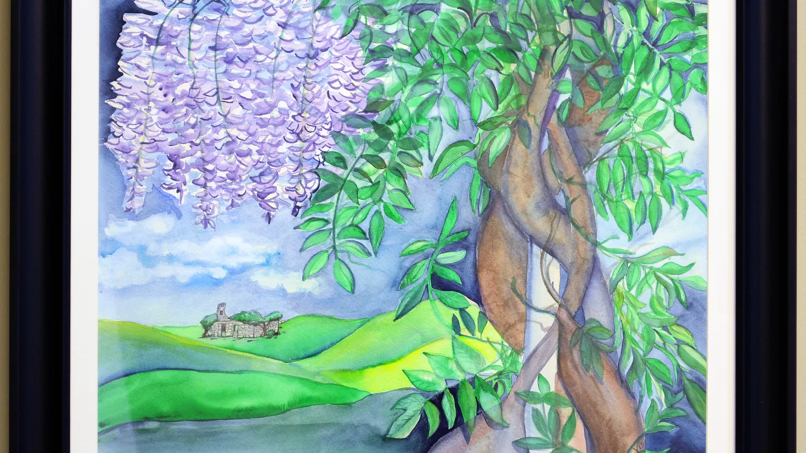 Image of Vanda Sucheston Hughes: "Wisteria Dreaming," watercolor, 2013