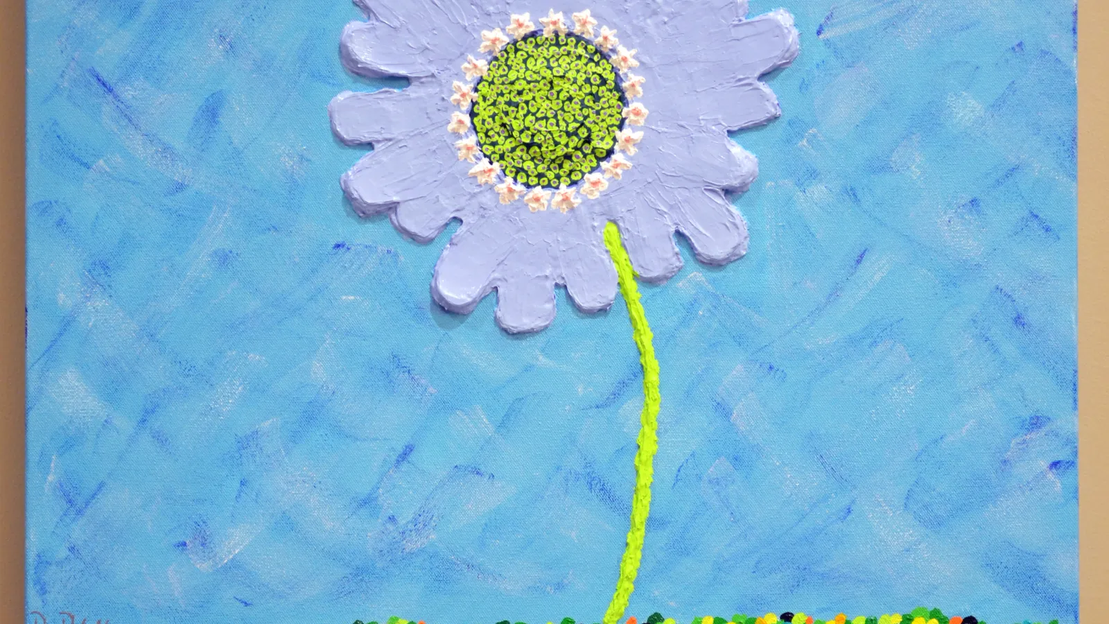 Image of Drew Ribarchak: "Scabiosa caucasica," acrylic paint with heavy gel, 2013