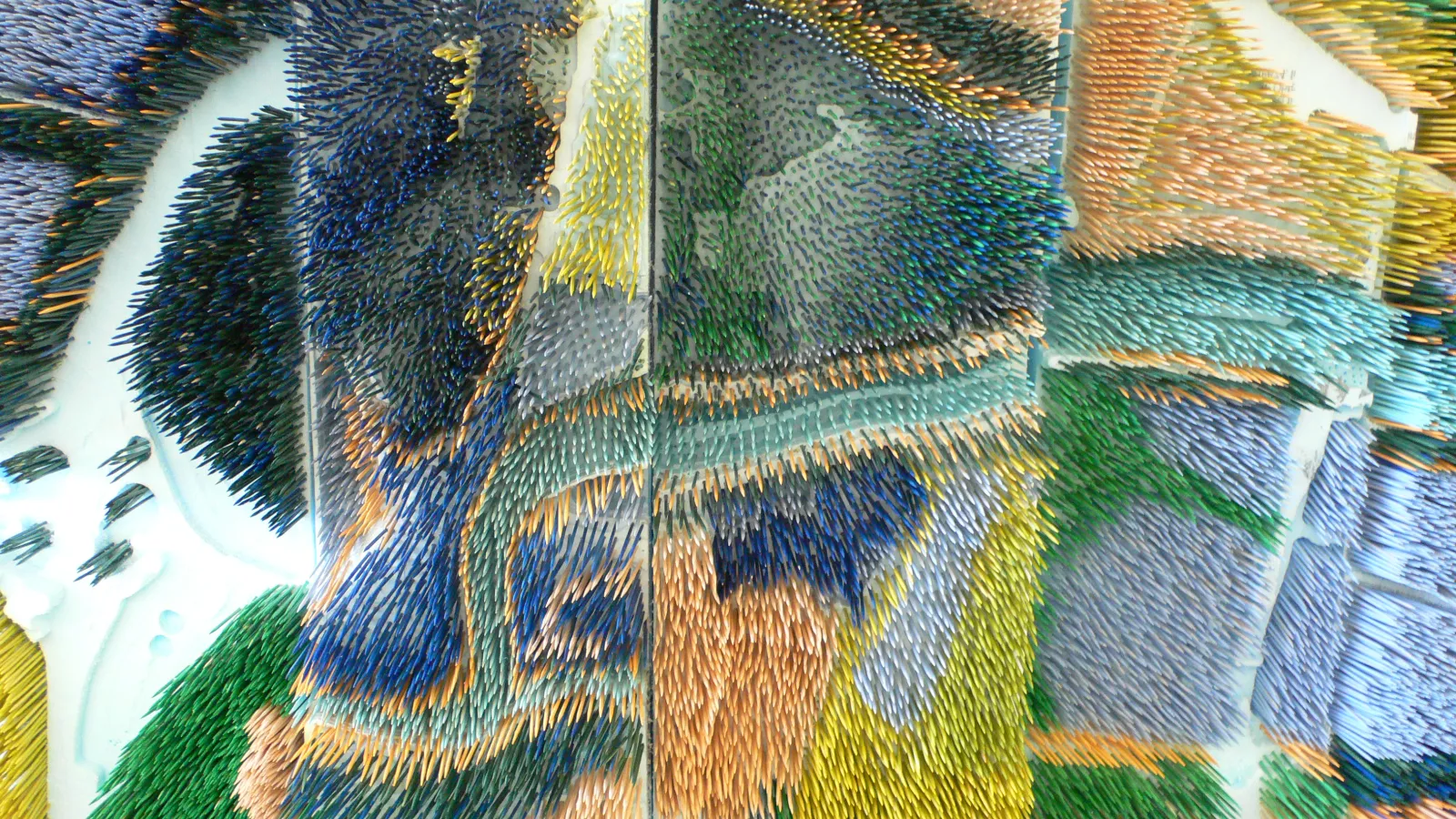 Jason Kentner, model of land use on the Olentangy River, toothpicks and foam, 2008, detail