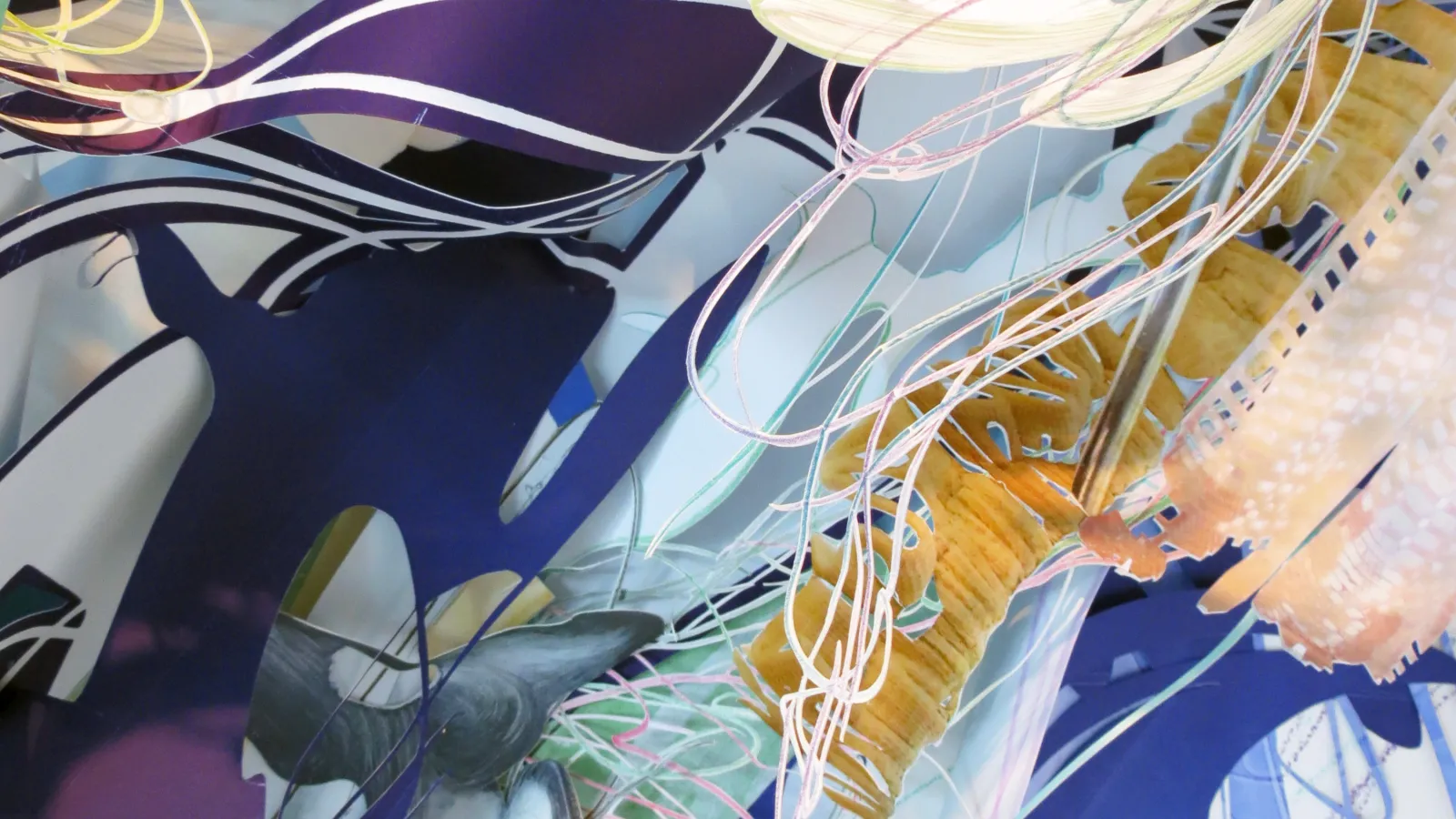 Samantha Parker Salazar: "Skyview 837 (detail)", intaglio, cut paper, plexi rod, paint, drawing, digital, 2014