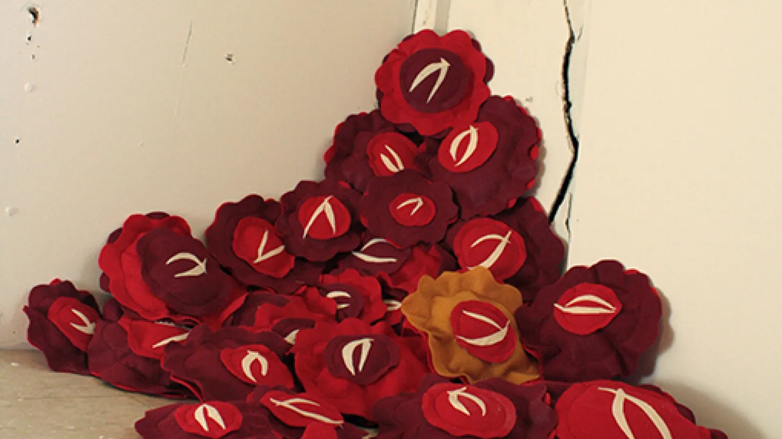 Bethany Haeseler: "Incubation Day 14: Bedridden (installation)," fabric, polyfill, 2012 