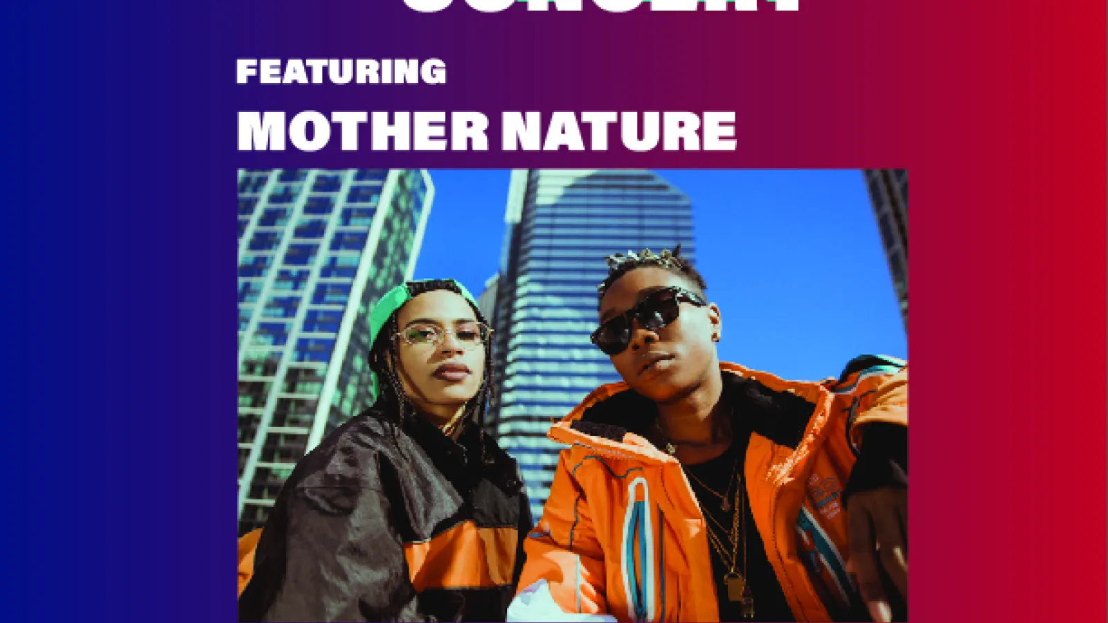 Flyer with basic information about the upcoming Mother Nature concert