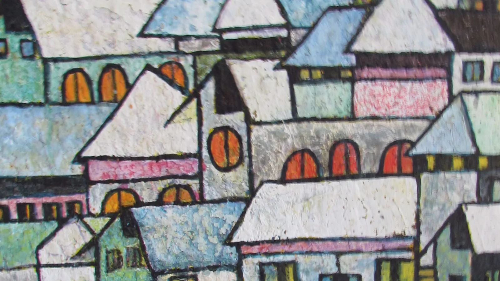 Tony Hoover: "The boat dock to my secret city," mixed media. Image from Goodwill Columbus