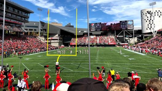 college football field on game day 