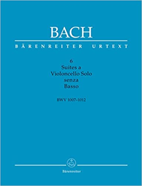 A blue cover for a collection of 6 cello suites by Bach