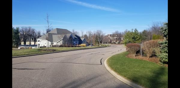roadway in suburban neighborhood 