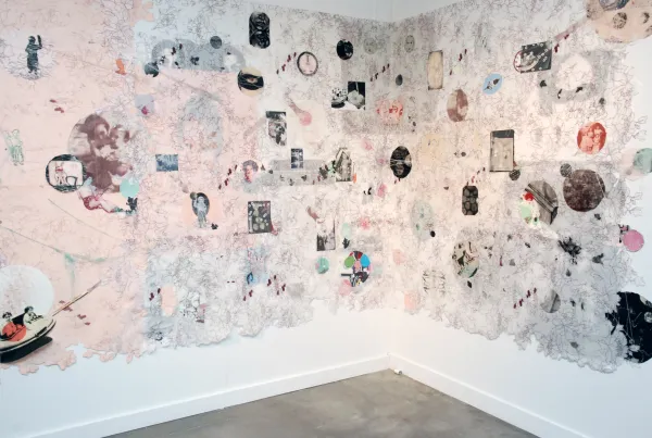 "Corrupted Transmissions" by Susana Alvarez , mixed media