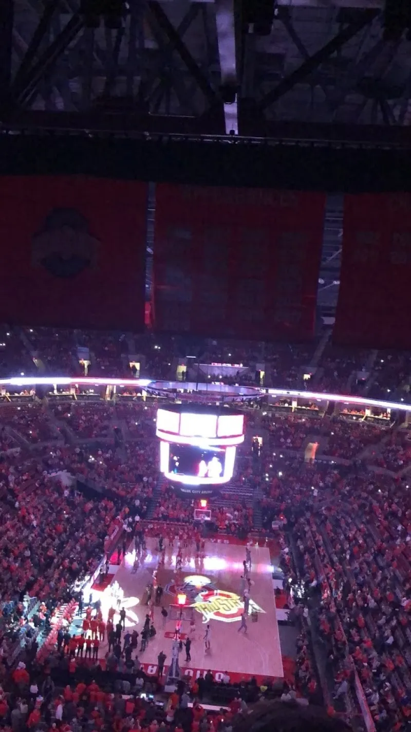 college basketball arena on gameday 