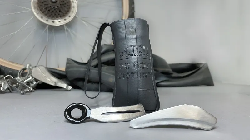 A shot of the Latch storage pouch and door lock.