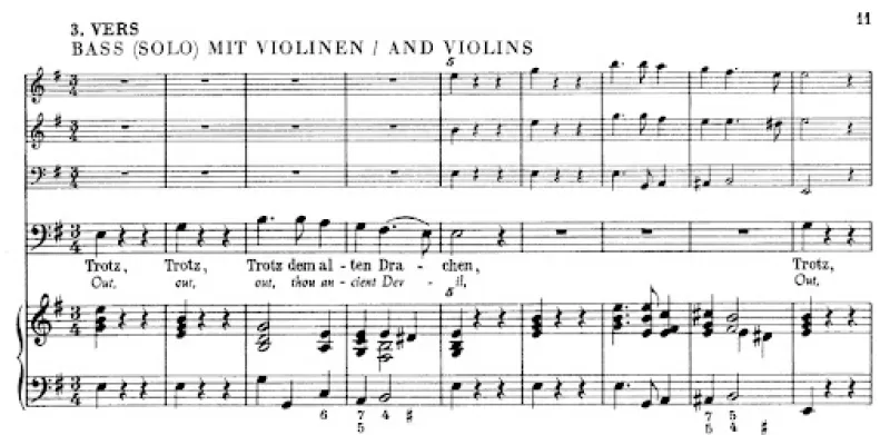 Sheet music depicting verse 3 of "Jesu, meine Freude"