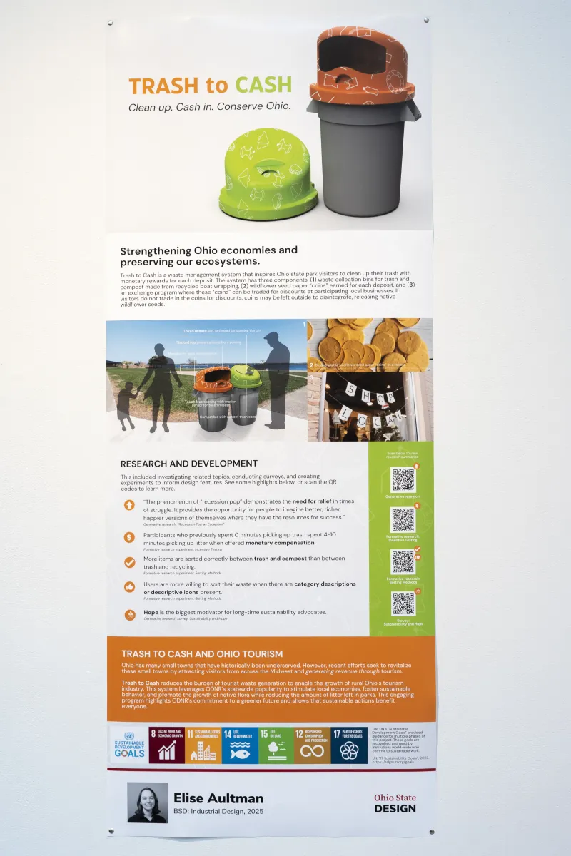 trash to cash sign with design that encourages recycling