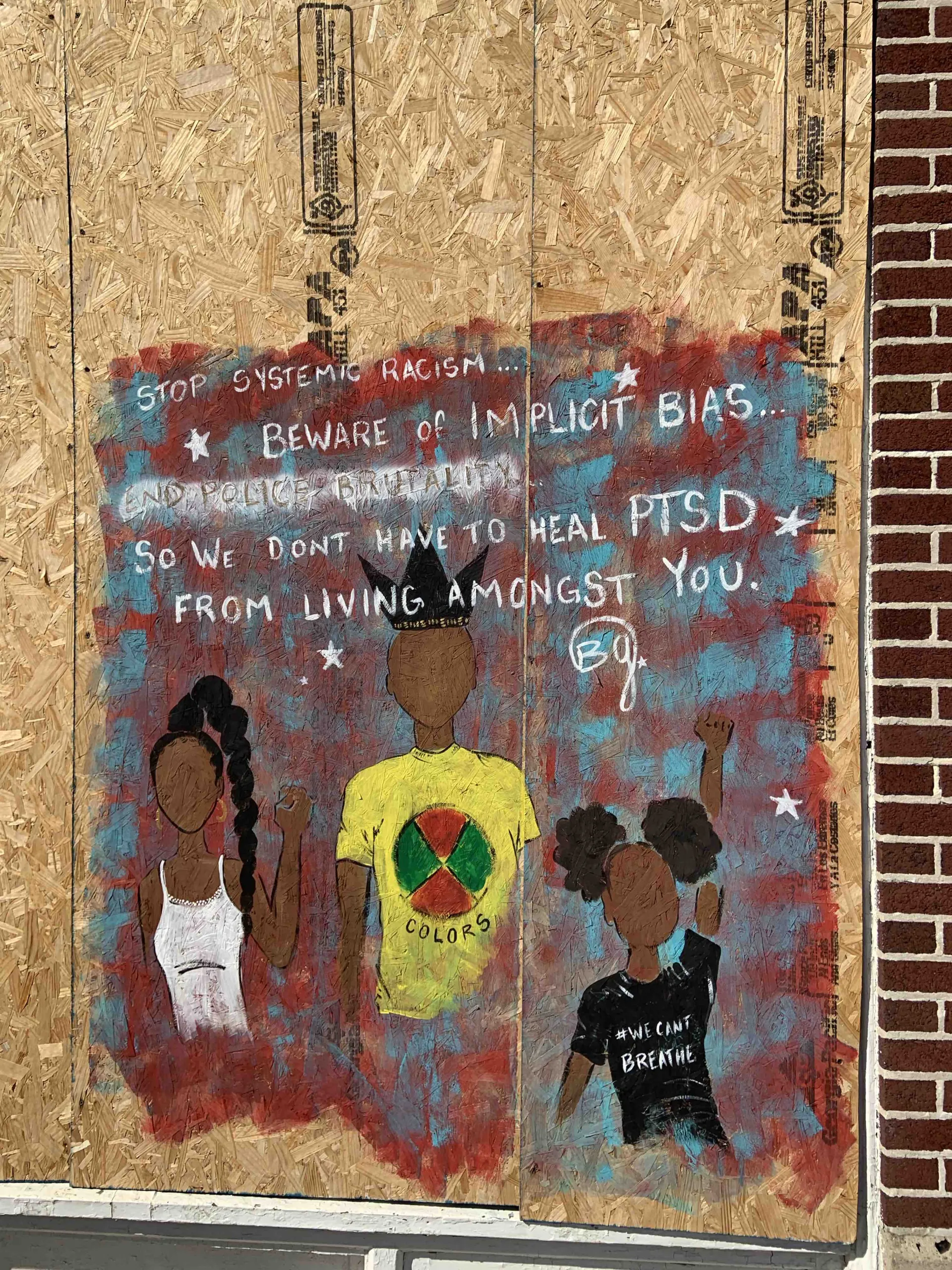 text: stop systemic racism, beware implicit bias and police brutality so we don't have to heal ptsd from living amongst you 