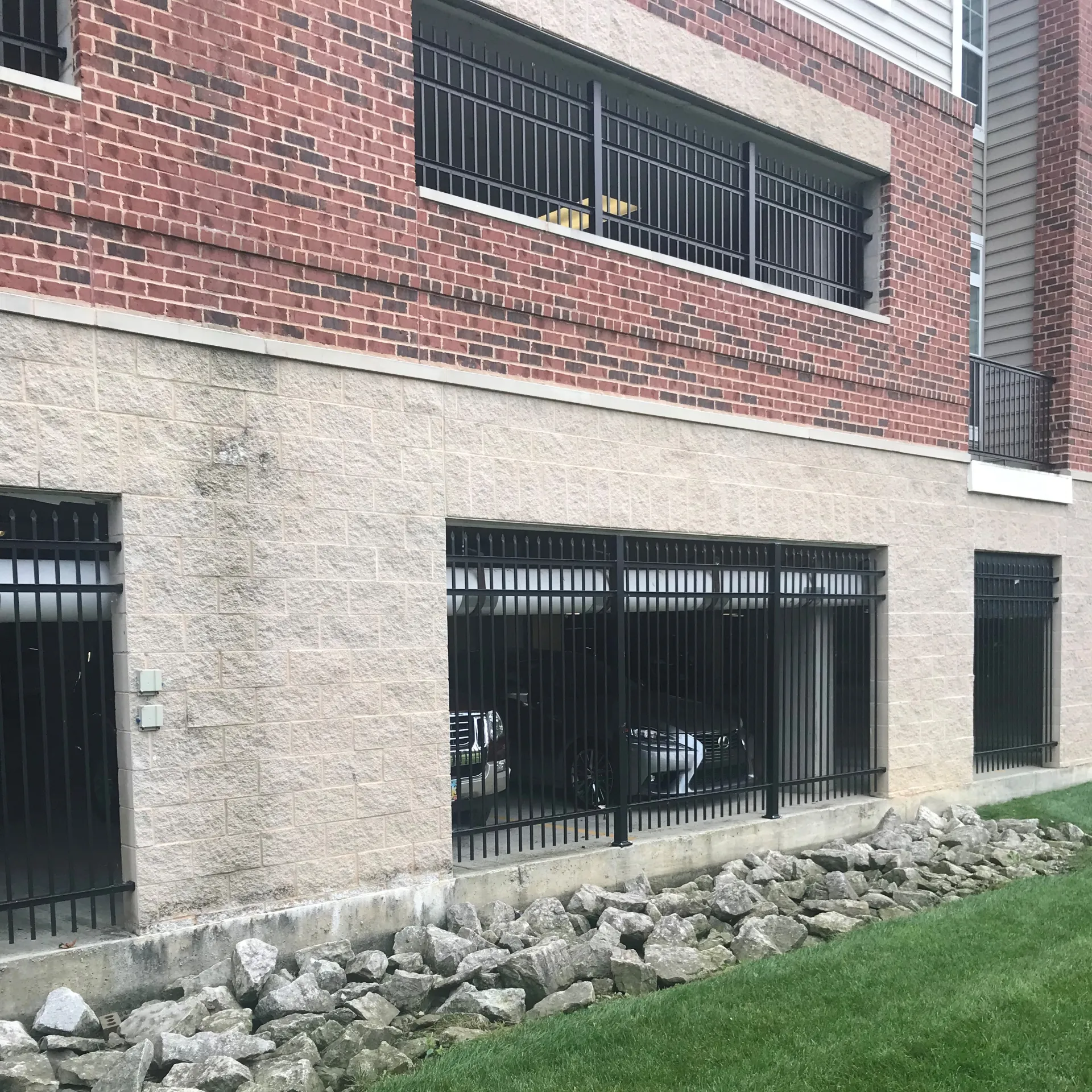 outside of brick parking garage 